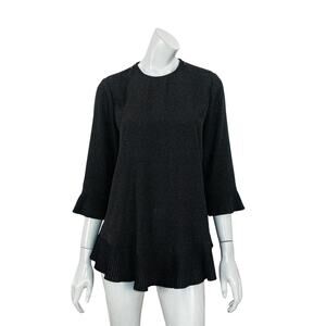 Zimmermann Women's Pleat Swing Top in Black zip Shoulder sz 2